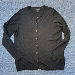 Original Nicole Miller Woman Size XL Black Sparkle Knit Classic Holiday Cardigan